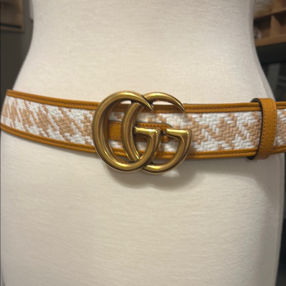 Gucci Gold and Tan Belt for Women